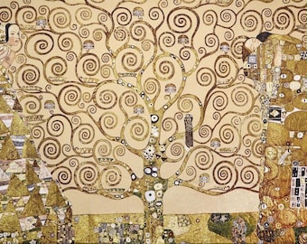 Klimt Tree of Life Tapestry Wall Hanging NOT PRINT Gustav Klimt Museum Art Nouveau Golden Threads Large Abstract Contemporary Decor 84&quot;x55&quot;