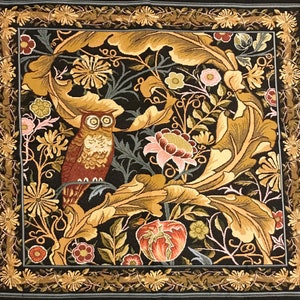 Eagle Owl William Morris Tapestry Wall Hanging Medieval Ornament Bird Acanthus Leave Floral Botanical Composition Morris Textile Art 27&quot;x27&quot;