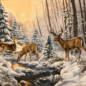 風景テキスタイルウォールアート 織りタペストリー 壁掛け プリントではありません 冬の森 ヘラジカ 雪景色 野生動物 木製風景 動物アート 28インチx40インチ