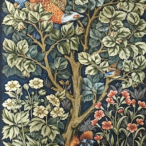 Classic Verdure William Morris Tapestry Wall Hanging Forest Creatures Animal Wood Scene Squirrel Pheasant Bird 28"x44” / 70x110cm