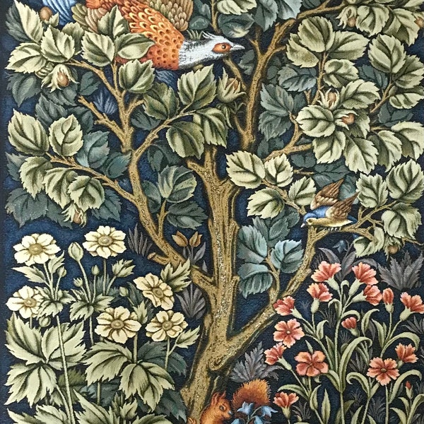 Classic Verdure William Morris Tapestry Wall Hanging Forest Creatures Animal Wood Scene Squirrel Pheasant Bird 28"x44” / 70x110cm