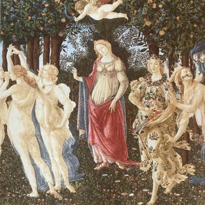 Woven Textile Wall Art Tapestry Primavera Spring Botticelli Tapestry Wall Hanging Lady Museum Renaissance Mythological Goddess Beige 57&quot;x59&quot;