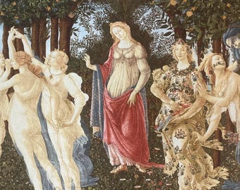 Tapiz textil tejido Primavera Botticelli, tapiz para colgar en la pared, museo de la Dama, diosa mitológica renacentista, beige, 145 x 140 cm