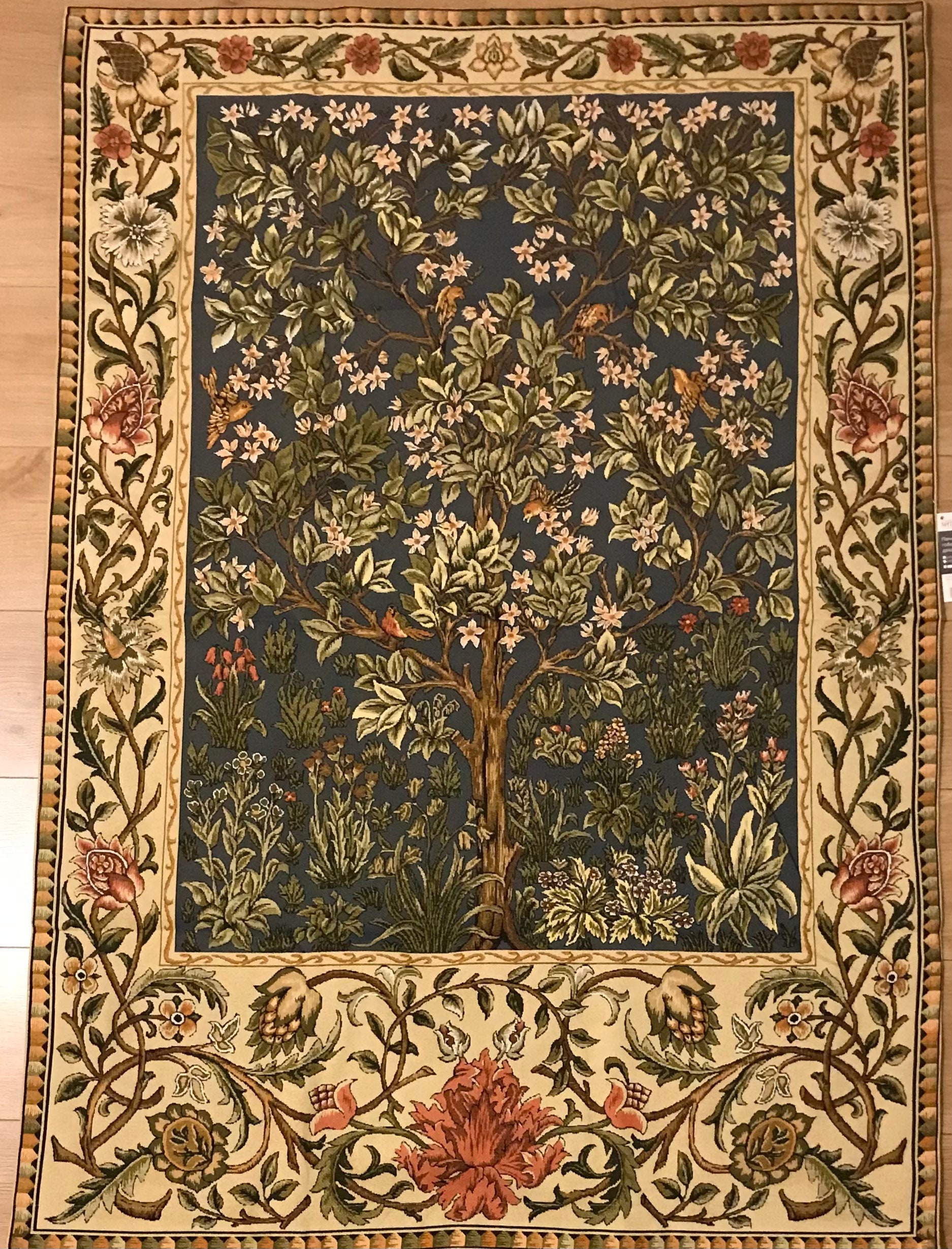 Tree of Life William Morris Olivia Grey blue Background Blossoming Apple Tree Mille Fleur Large Tapestry Wall Hanging 42 X 58 105x145cm Etsy Canada