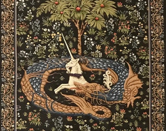 Unicorn in captivity tapestry for sale sale