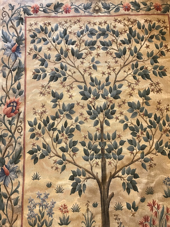 Belgian Tree of Life William Morris Beige Botanical Ornament Mille