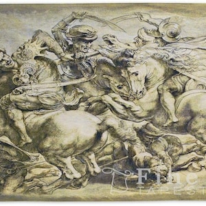 Large Tapestry Wallhanging Battle Of Anghiari Art Wall Tapestry Museum Art Wall Hanging Rubens Renaissance Leonardo Da Vinci Art W92&quot;xH63&quot;