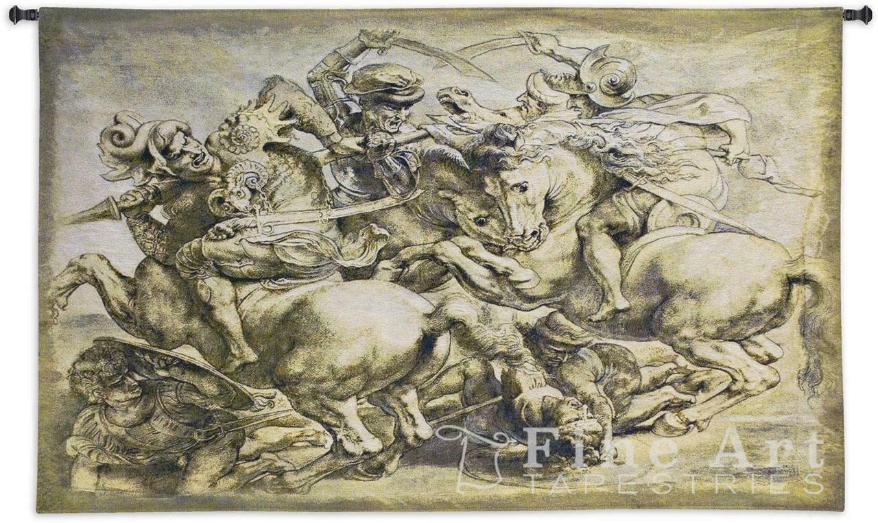 Tapiz grande de la Batalla de Anghiari, arte de museo, tapiz de pared, Rubens, renacimiento, Leonardo da Vinci, 92" x 63"