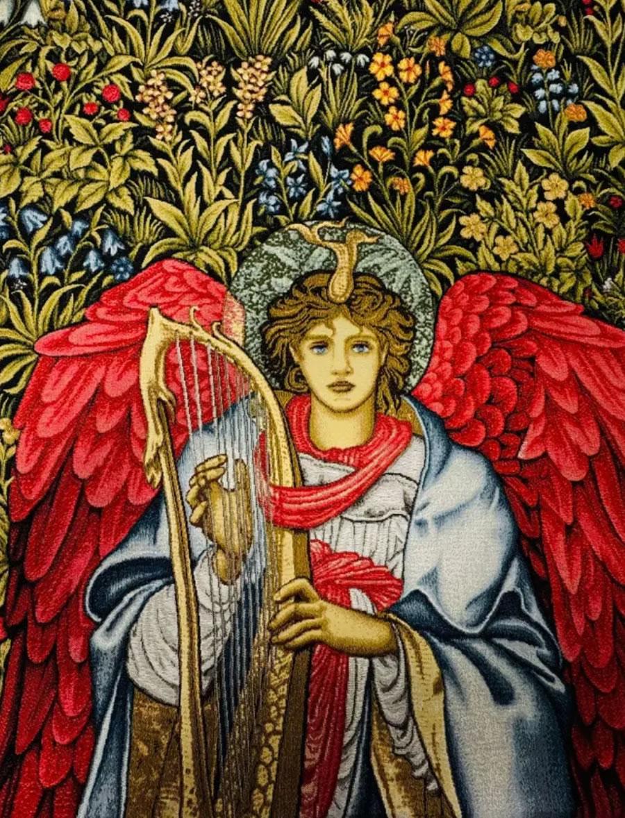 Morris Angel Art Tapestry Wall Hanging Angeli Laudantes Ancient