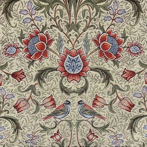Morris Cushion Floral Pattern Art Birds Flowers Tapestry Pillow Case Sham Cover Botanical Ornament Floral Mille Fleur Decor Beige 18&quot; x 18&quot;
