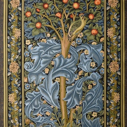 Morris Woodpecker Tapestry Orange Tree of Life Bird William Morris