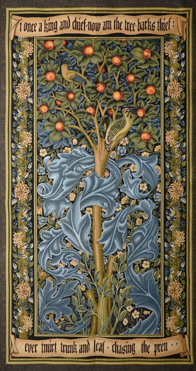 Morris Woodpecker Tapestry Orange Tree of Life Bird William Morris