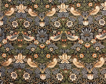 Upholstery Tapestry Fabric William Morris Strawberry Thief Bird European Jacquard Woven Floral Ormanent Home Decorative Textile W70"/175cm
