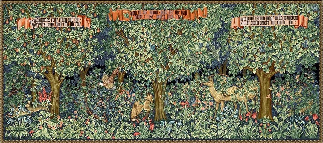 ウィリアム・モリス アート タペストリー 壁掛け 森の生き物 動物 中世