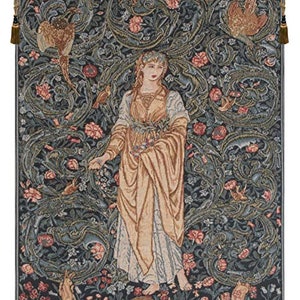 Morris Tapestry Wall Art Flora Medieval Lady Flower Woman William Morris Tapestry Wall Hanging Belgian Woven Textile Wall Hanging 19"x25"