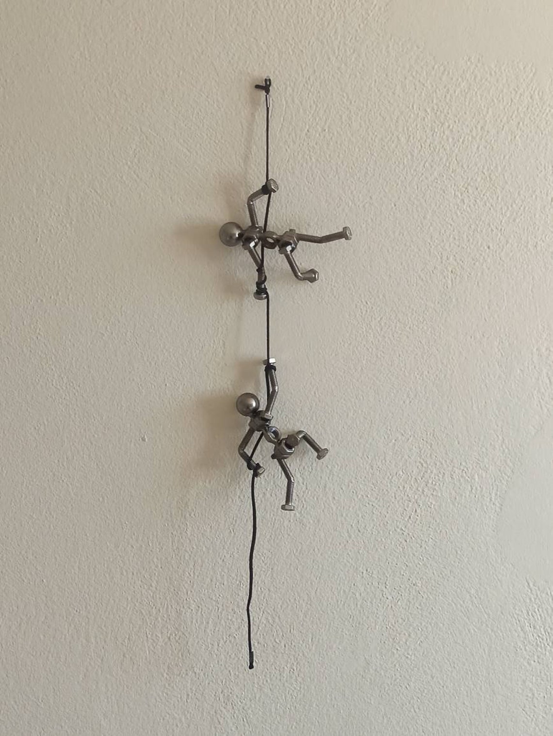 ROPE HANGING FIGURINES/ Metal Wall Sculpture / Climbing Etsy