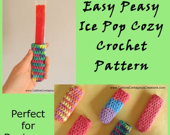 Easy Ice Pop Cozy Crochet Pattern Freezer Popsicle Holder for Summer Beginner Design