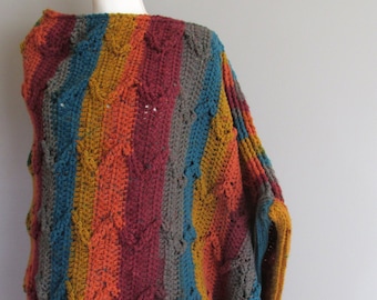 Zig Zag Autumn Easy Beginner Chunky Women's Poncho Crochet Pattern Design