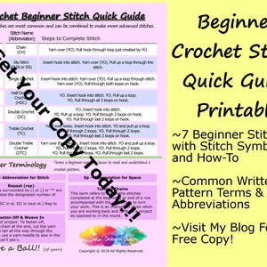 Beginner Crochet Stitch | Printable Quick Guide