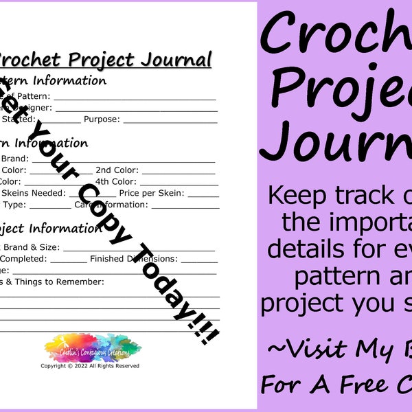 Crochet Project Journal | Printable PDF