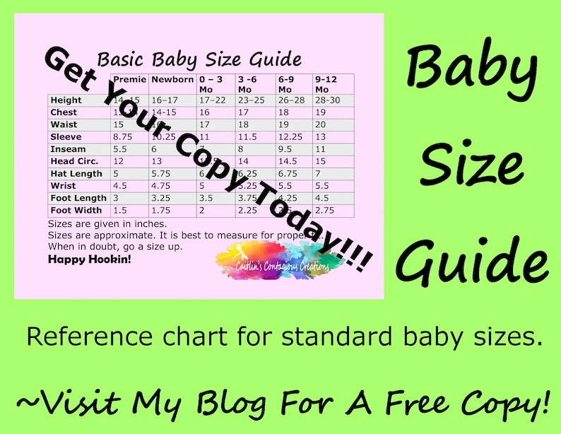 Baby Size Guide Crochet Printable PDF Etsy
