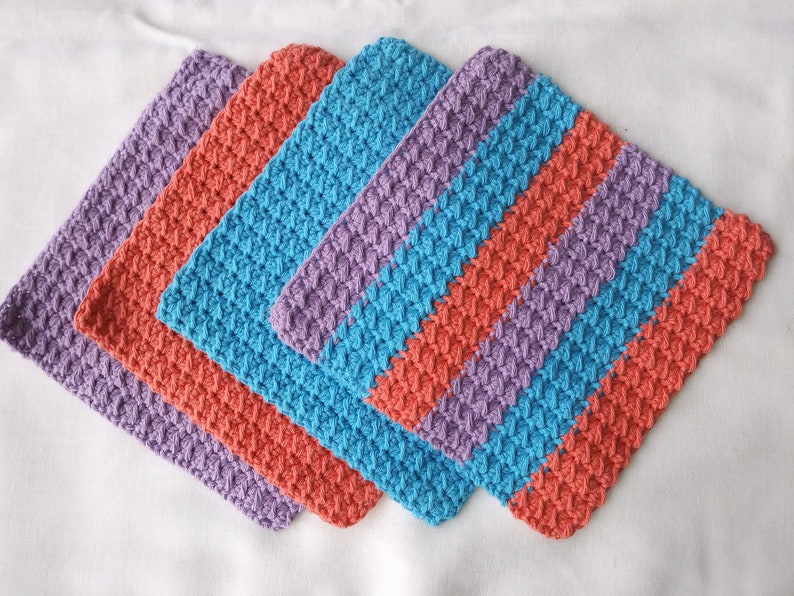 Crochet Crunch Stitch Dish Cloth Rag Wash Cloth Towel Easy and Quick
