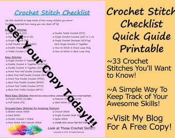 Crochet Stitch Checklist | Printable Quick Guide