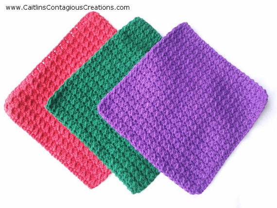 Crochet Crunch Stitch Dish Cloth Rag Wash Cloth Towel Easy and Quick Simple  Pattern With Cotton Yarn 