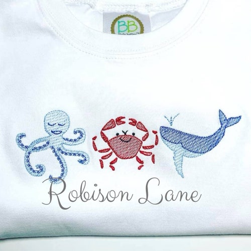 Sealife Buddies Sketch Machine Embroidery Design Etsy