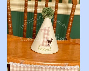 large ITH blanket stitch party hat embroidery design