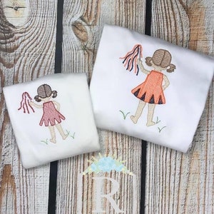 Cheerleader sketch machine embroidery design