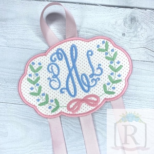 ITH bow holder with floral frame- digital download