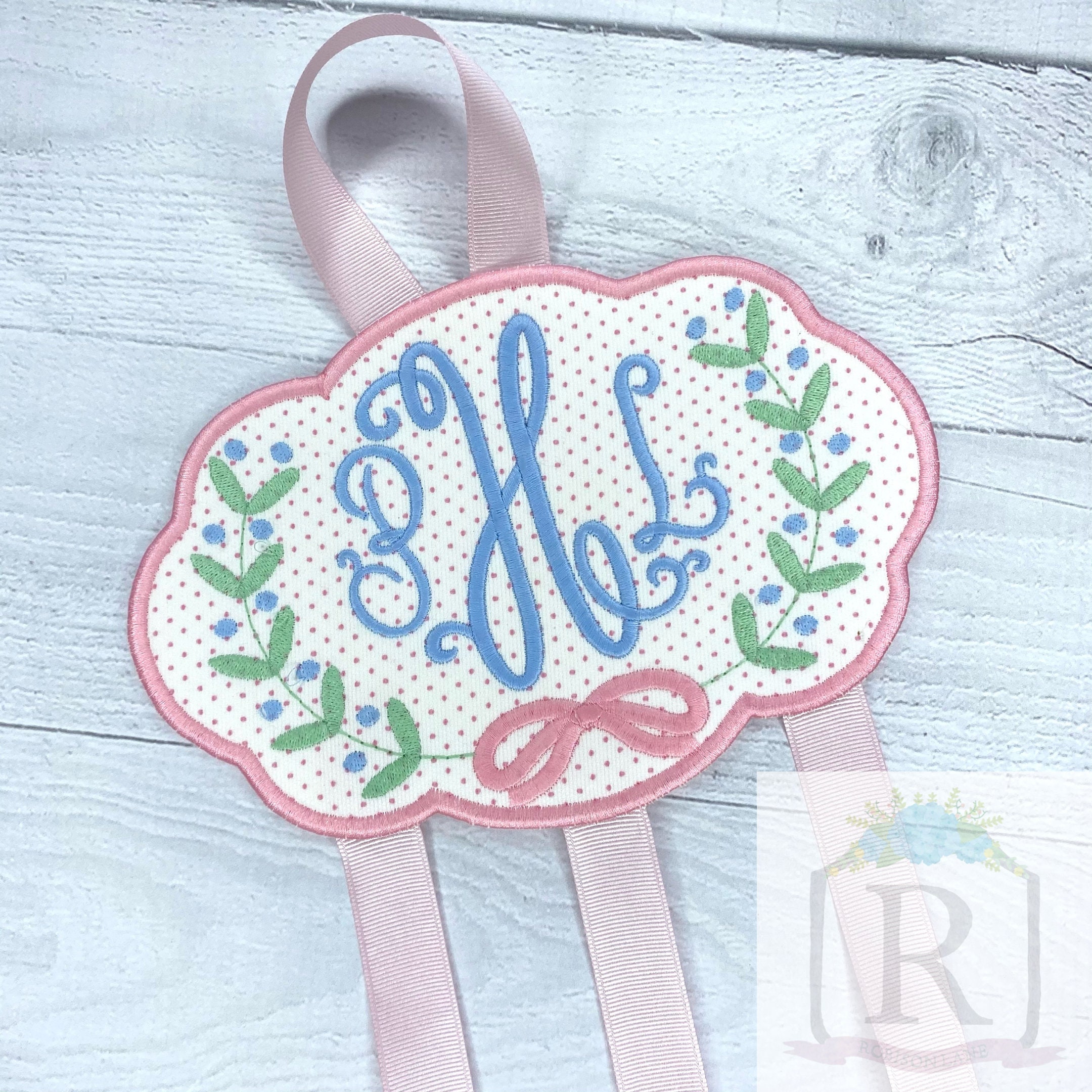 ITH Bow Holder With Floral Frame Digital Download Etsy