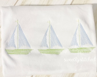 Scratchy Sailboats Machine embroidery design