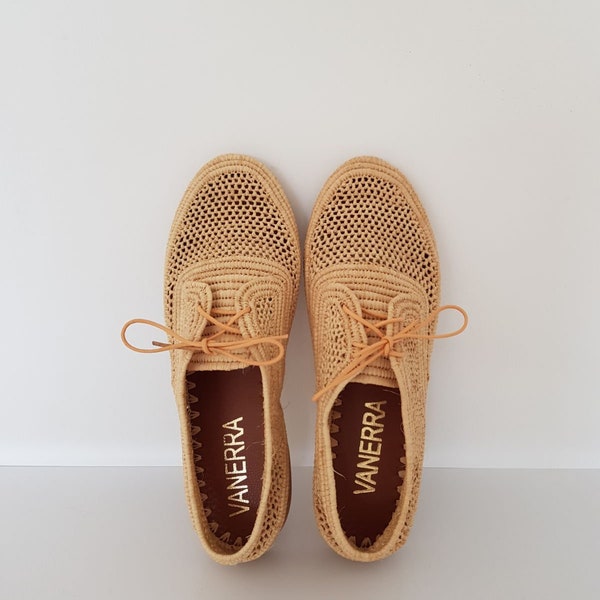 Raffia derbies, Vanerra, Handmade