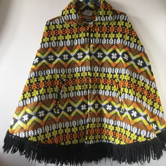 Vintage Tapestry welsh blanket style Wool Orange G