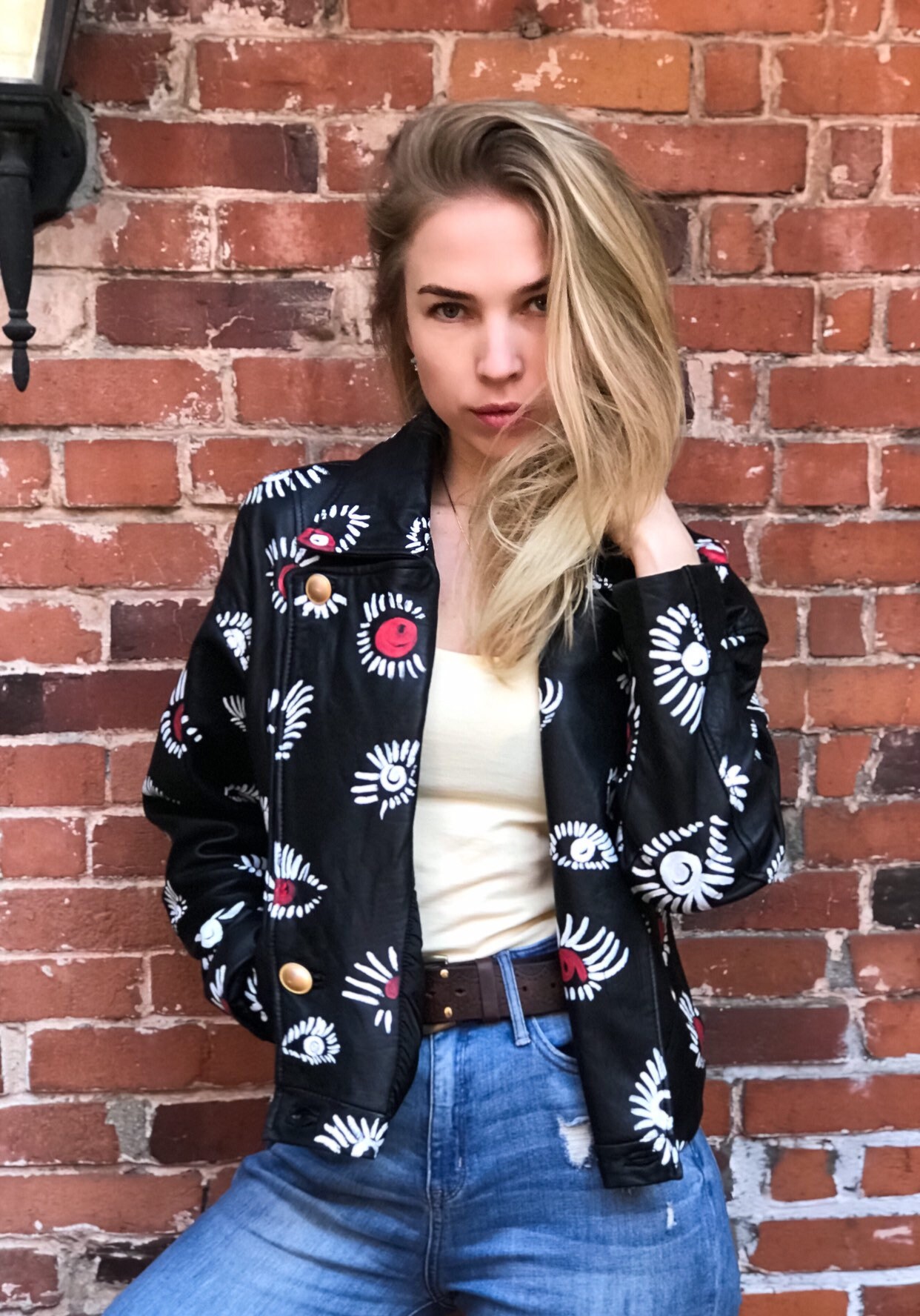 Hand Painted Custom Leather Jacket 