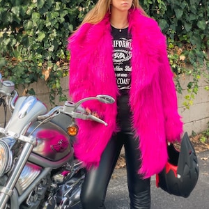 Sparkling acid bright color fur coat faux fur coat festival coat