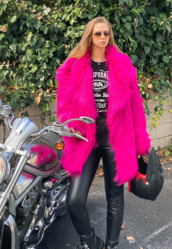Pink faux fur coat uk new arrivals