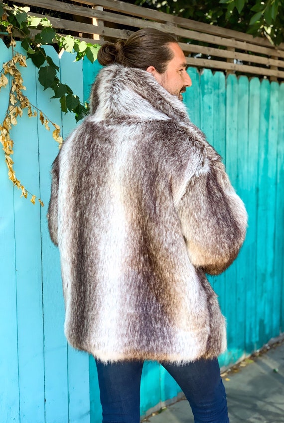 Men s Faux Fur Jacket Etsy UK