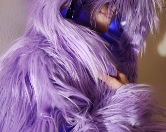 Burning Man UNISEX |Faux Fur Coat LED Light Jacket Festival Outfit|Handmade Rave Clothing Men Women|Handmade Rave Outfit