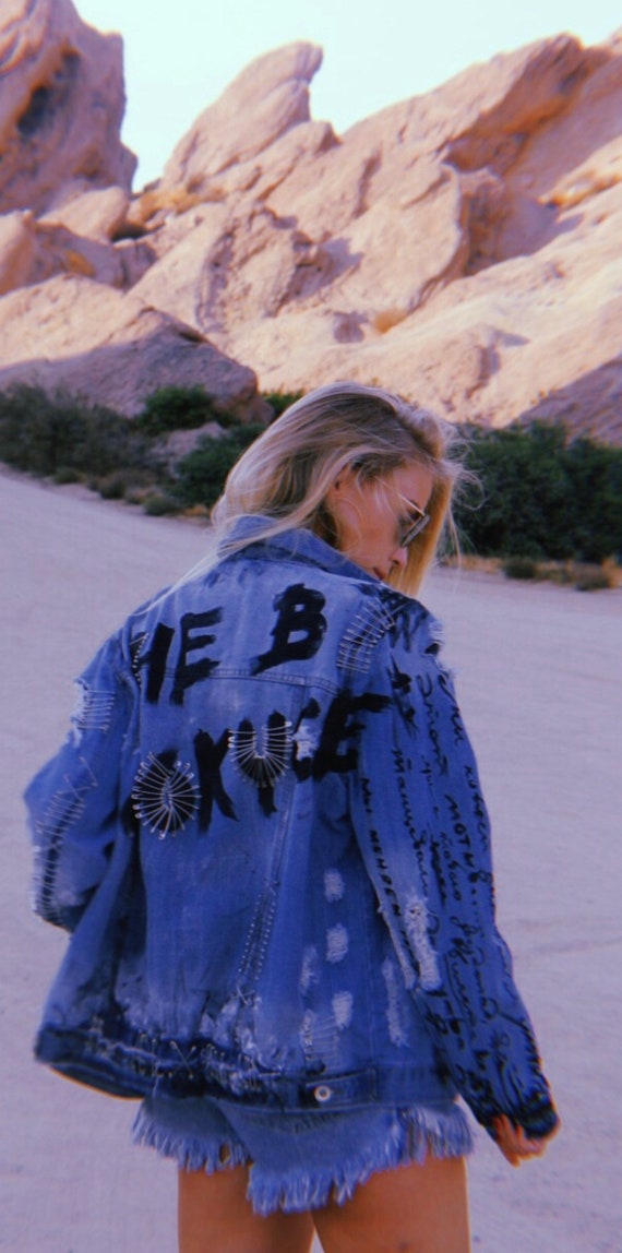Painted blue hotsell jean jackets