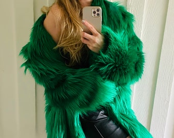 Crazy green faux-fur coat