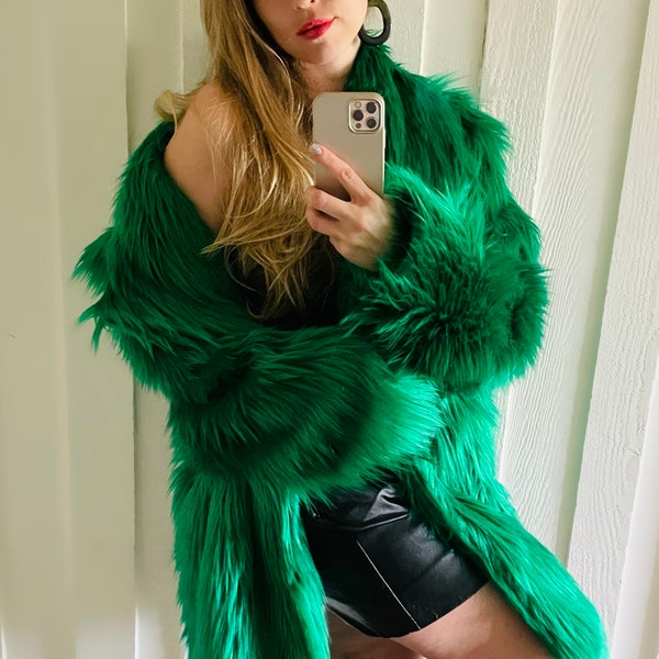 Crazy green faux-fur coat