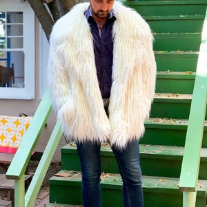 Men's White Faux Fur Jacket