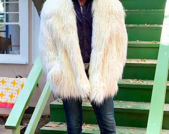 Men's White Faux Fur Jacket