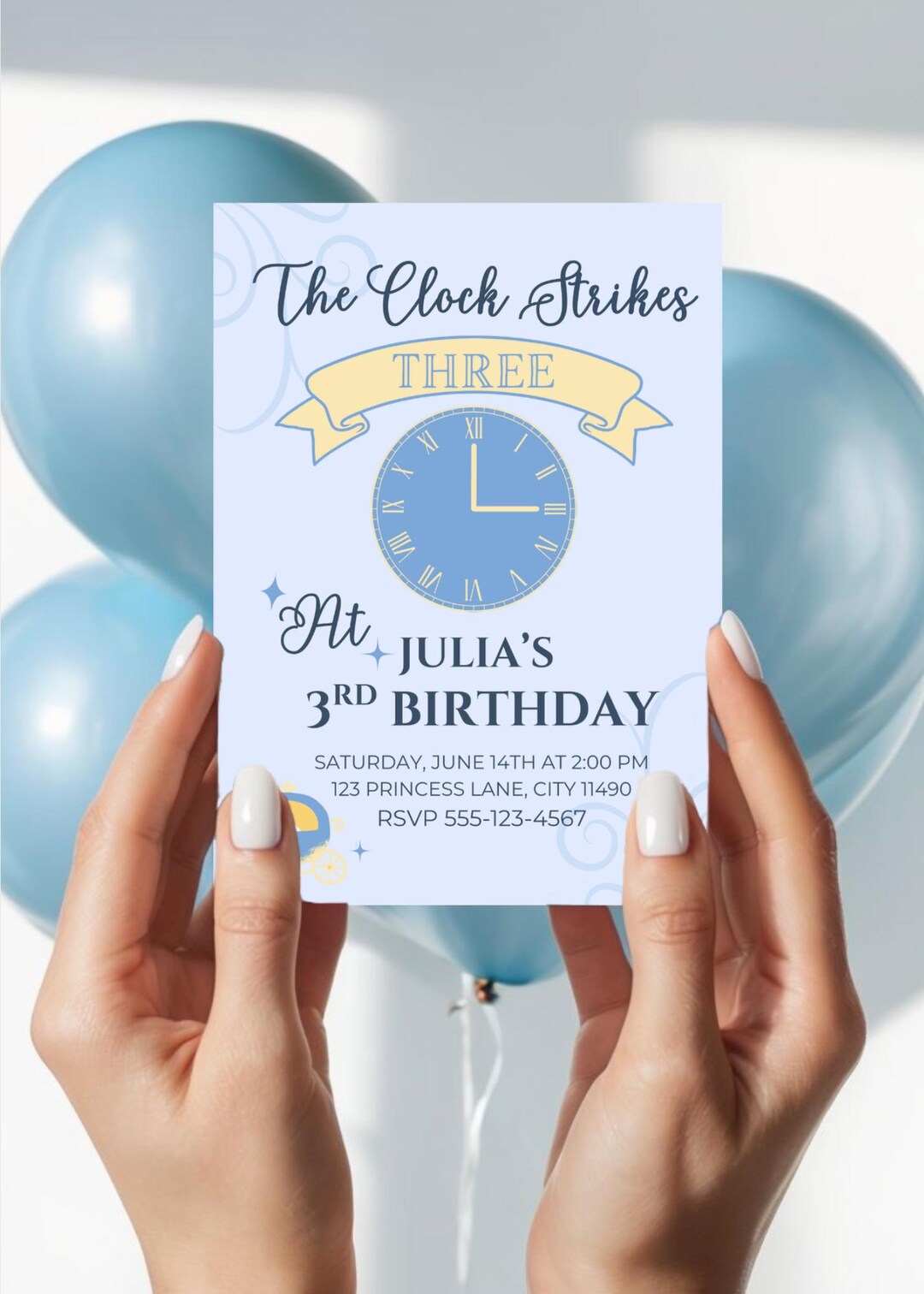 Cinderella Inspired Birthday Invitation | Editable Template | the Clock ...
