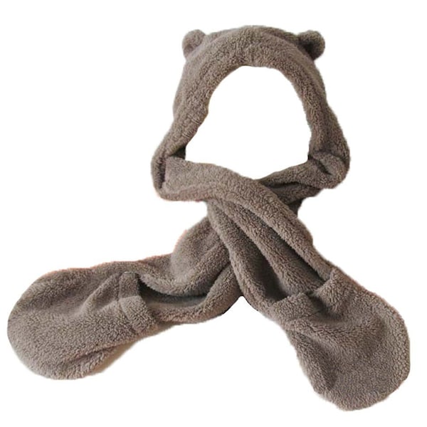 Brown Teddy Bear Scarf Hat