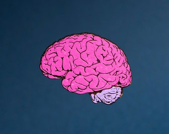 Hand Painted Brain Pin | Laser Cut Wood Pin | Anatomical Art | Medical Art | Science Art