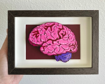 Brain Wood Cut Painting | Original Painting | Anatomical Art | Medical Art | Science Art | Neuroscience Art | Human Anatomy Brain